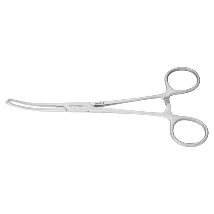 TIF0615 - Allis Tissue Forceps #615, Curved, 5mm Wide Tip, 4 X 5 Teeth, 15cm
