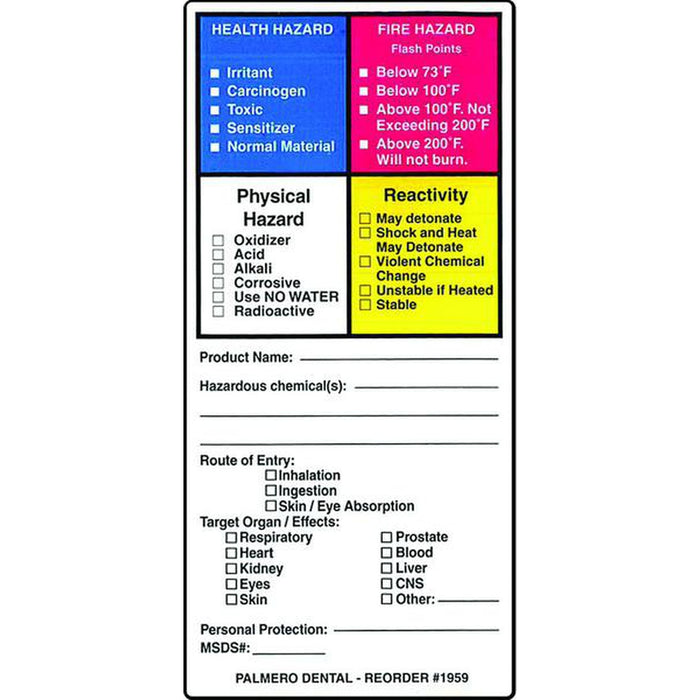 PAL1959 - OSHA Compliance Labels, Hazardous Material, 100/roll