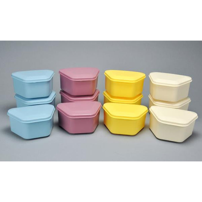 PAL1962 - Denture Boxes, 3in. Deep, 12/pk (3ea Blue, Yellow, Beige and Mauve)