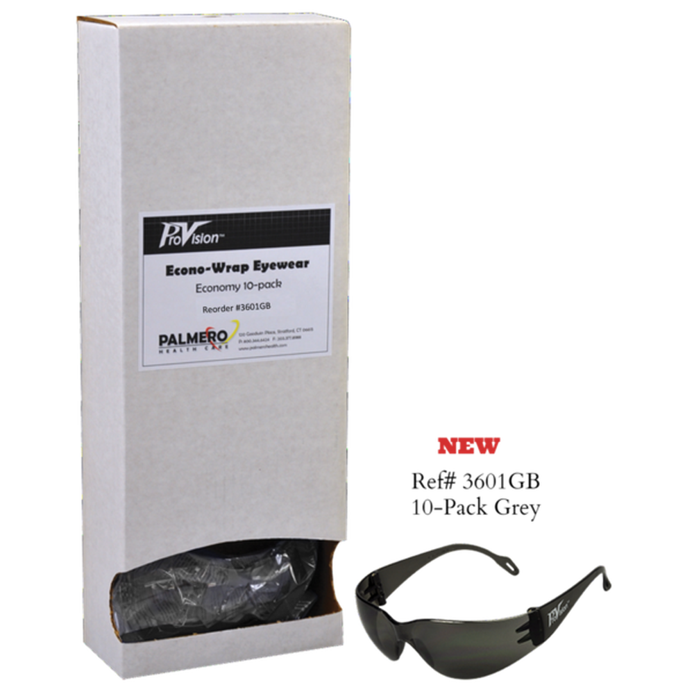 PAL3601GB - ProVision® Econo Wraps Eyewear, Gray Frame and Lens, 10/pk ...