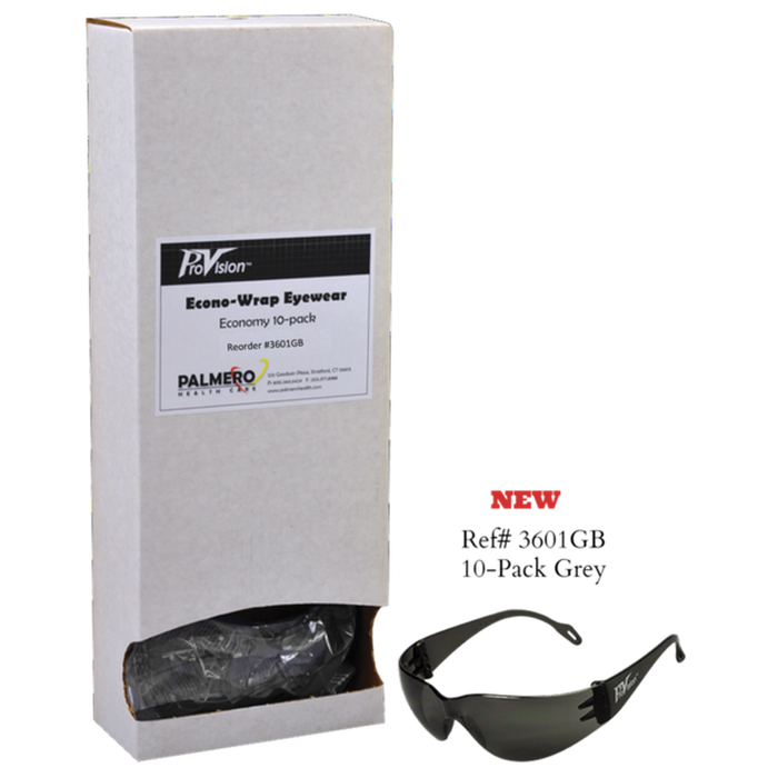 PAL3601GB - ProVision® Econo Wraps™ Eyewear, Gray Frame and Lens, 10/pk w/ Dispensor