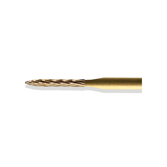 BCF0048LF - ExcaliBur Long Flame Carbide Gold Finishing Bur, Ø1.0mm x 8.0mm, FG, (US 48L), 5pcs.
