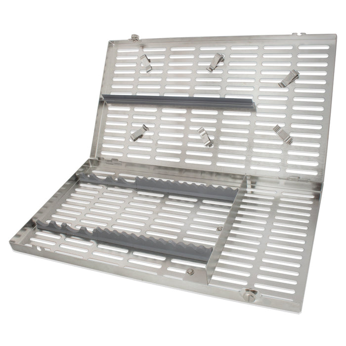 CAS8001 - Stainless Steel Cassette #8001, Extra Large, Gray Inserts, 14.5 X 8 X 1.25 In.
