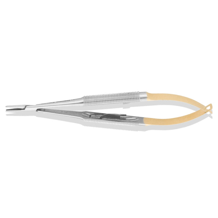 NEE0005 - Castro-Viejo Needle Holder, Round Handle, Standard Beaks, Straight, TC, 14cm