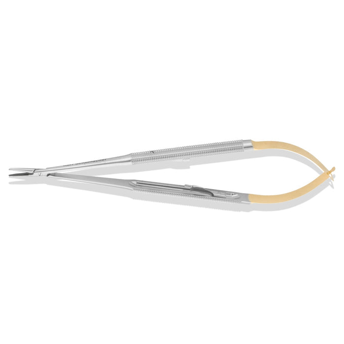NEE0007 - Castro-Viejo Needle Holder, Round Handle, Standard Beaks, Straight, TC, 18cm