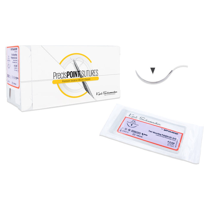 PrecísPOINT™ Fast Absorbing Undyed PGA (Polyglycolic Acid) Sutures, 12/box.