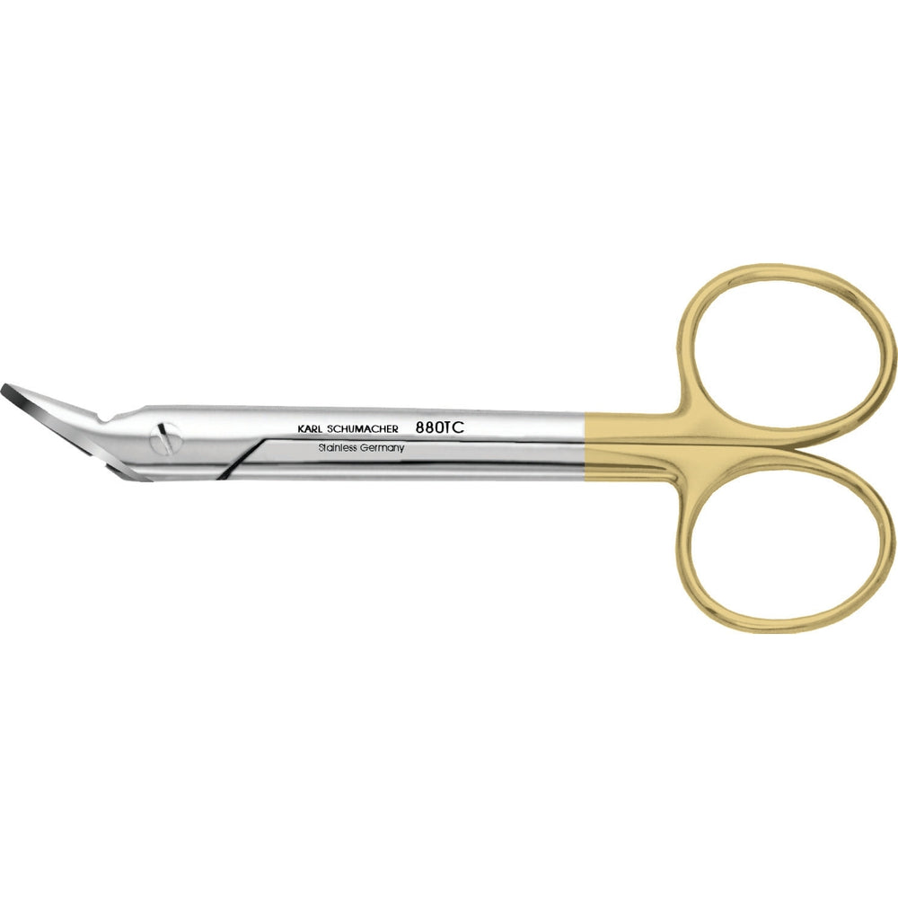 Wire Cutting Scissors 4 3/4 Angled One Serrated Blade